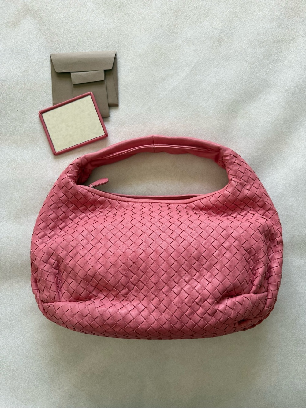 Bottega Veneta Intrecciato Pink Leather Hobo Shoulder Bag